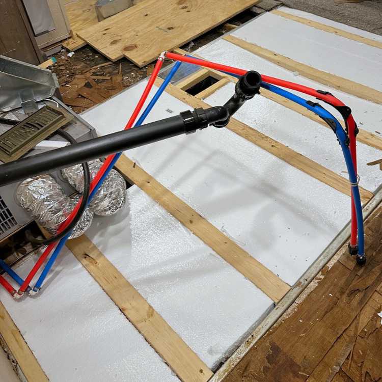 Image of an interior floor and travel trailer kitchen renovation by Ricks RV Repair Service